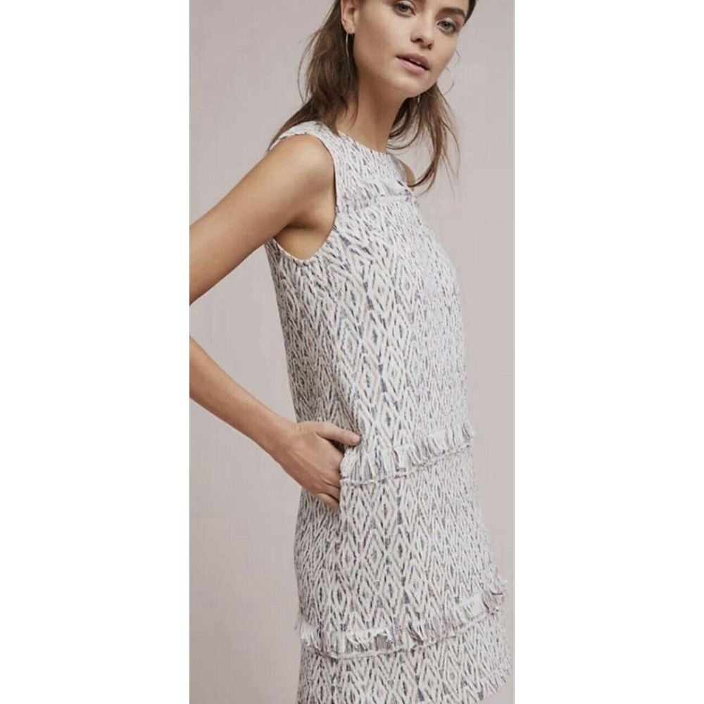 Akemi + Kin Anthropologie Oreley‎ Tweed Fringe Sleeveless Shift Dress Size 6